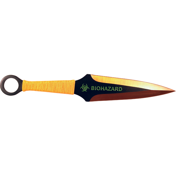 2 Piece Throwing Knife Black Gold Color BioHazard view 2
